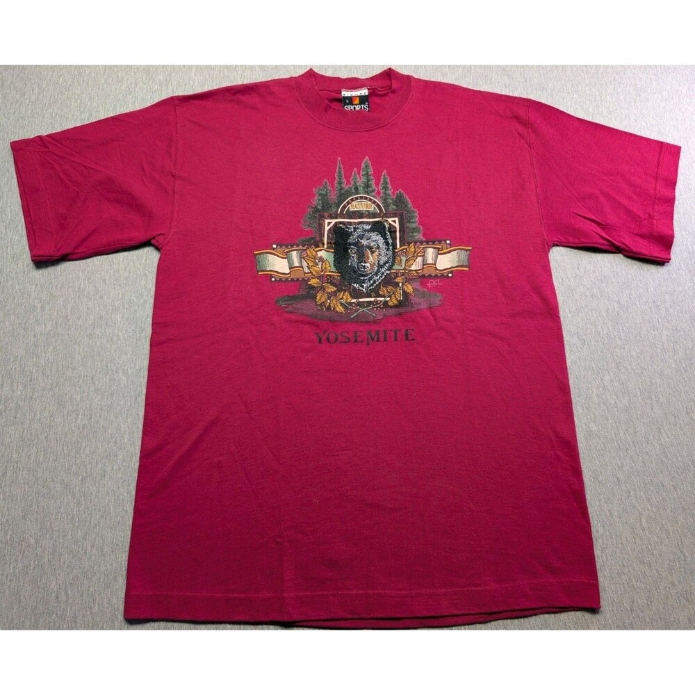 Vintage Nature Yosemite Embroidery Bear Detailed Men's Large Made In Usa